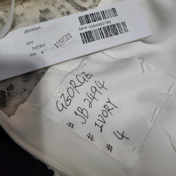 NWT~$1595~JOVANI~SZ 4~IVORY LACE RHINESTONE EMBELLISHED LONG TRAIN WEDDING DRESS - Picture 15 of 16